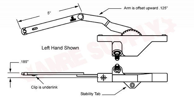 Photo 3 of 6-1581LW : AGP Truth Dyad Split Arm Casement Window Operator, White, Left Hand
