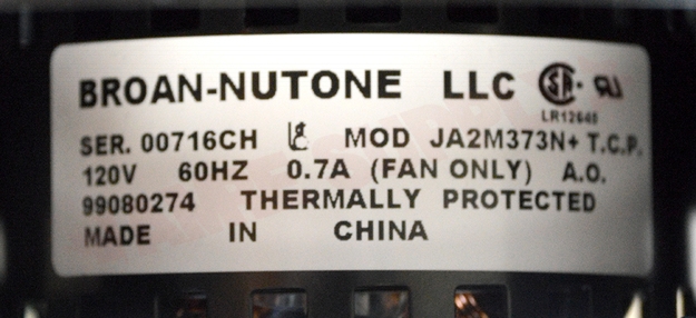 Photo 14 of S97009800 : Broan Nutone Exhaust Fan Motor & Blower Assembly, S120