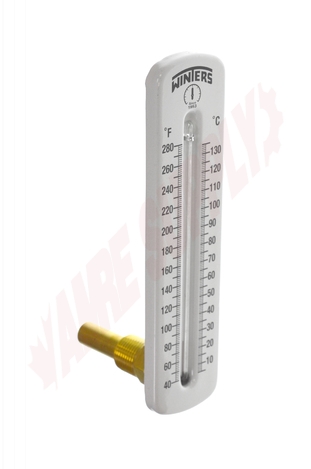 Winters TSW173LF Lead-Free Hot Water Thermometer, 8 Scale, 40 to 280°F (5  to 135°C), Angle