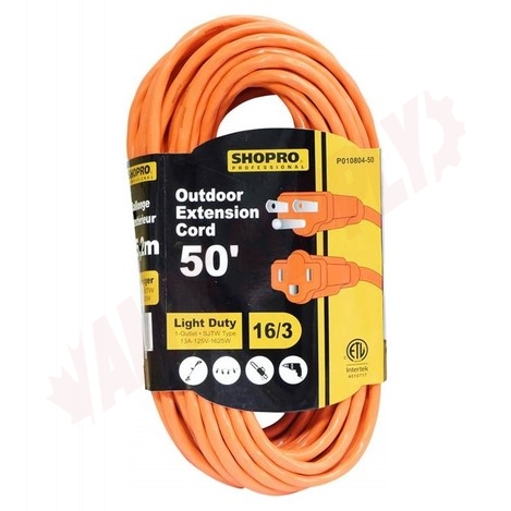 P010804-50 : Shopro Outdoor Extension Cord, 1 Outlet, Orange, 50