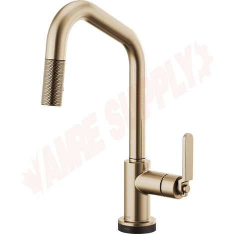 Photo 1 of 64064LF-GL : Brizo LITZE SmartTouch® Pull-Down Faucet with Angled Spout and Industrial Handle, Brilliance Luxe Gold 