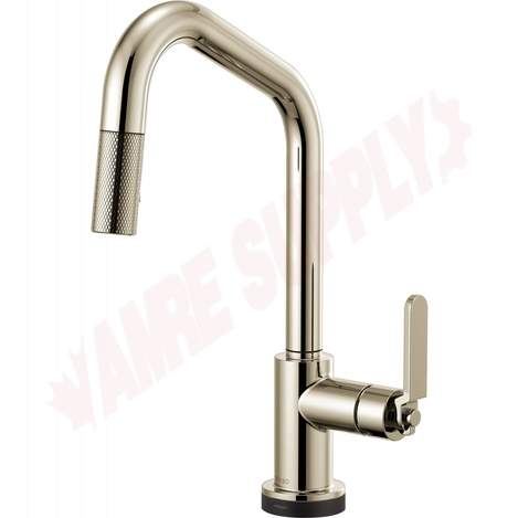 Photo 1 of 64064LF-PN : Brizo LITZE SmartTouch® Pull-Down Faucet with Angled Spout and Industrial Handle, Polished Nickel