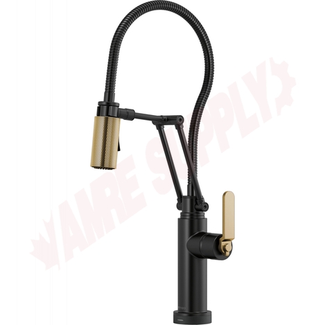 Photo 1 of 64144LF-BLGL : Brizo LITZE Smarttouch® Articulating Faucet With Finished Hose, Matte Black/Luxe Gold