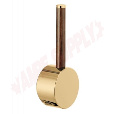 Photo 1 of HLK177-PGWD : Brizo ODIN Pull-Down Faucet Teak Lever Handle, Polished Gold/Wood