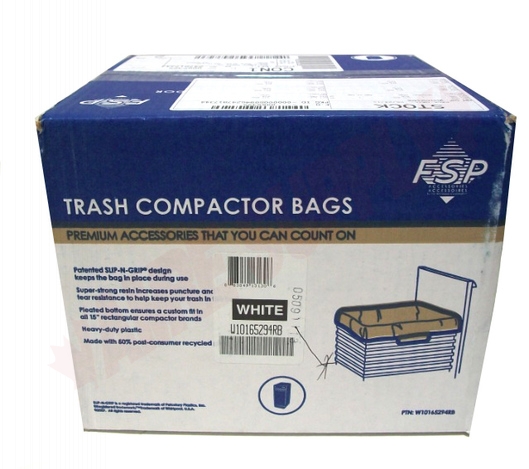 Compatible with Whirlpool, Kenmore, KitchenAid, W10165294rb (30 pack) Trash  Compactor Bags with Button Holes 15 inch Premium Made in USA